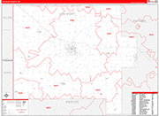 Van Wert County Wall Map Red Line Style